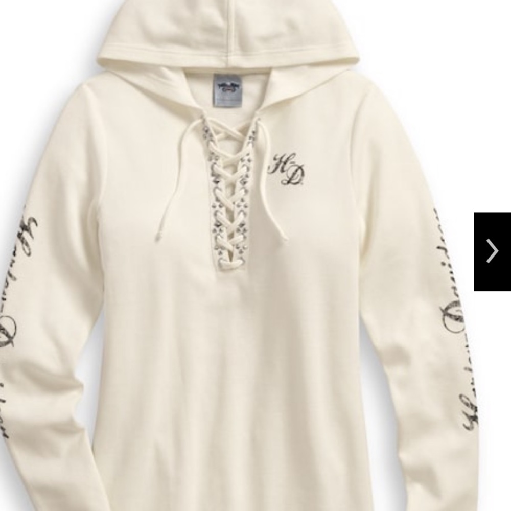 Never Worn Studded Cream Harley Shirt/Hoodie